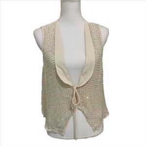 NWOT Free People Sheer Ivory Rhinestone Vest